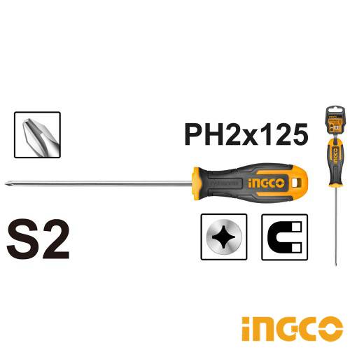 Викрутка хрестова S2 PH2×125 мм INGCO INDUSTRIAL HS68PH2125